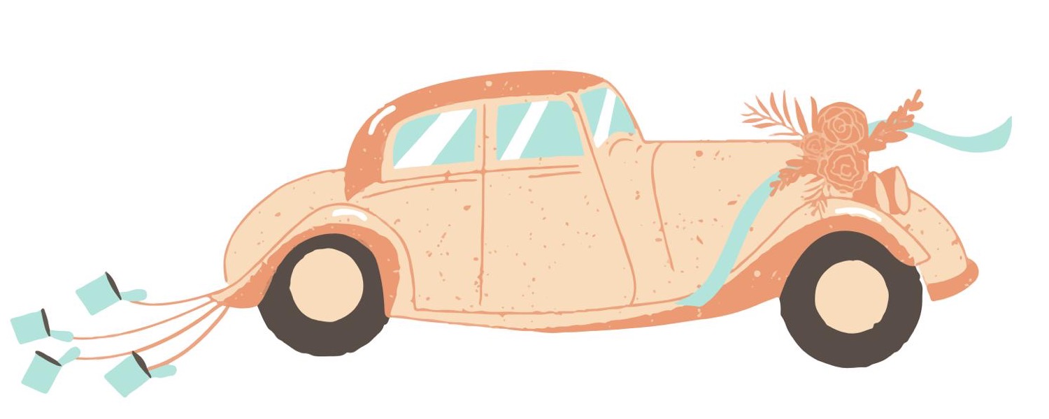 Coche de boda decorado